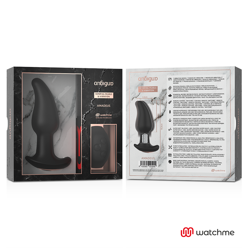 ANBIGUO - WATCHME VIBRATORE ANALE CON TELECOMANDO E PERLE AMADEUS ROTANTI