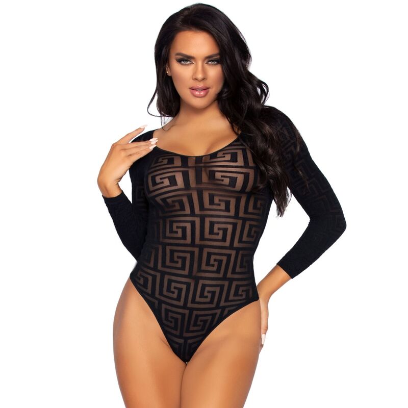 LEG AVENUE - MOSAIC SNAP CROTH BODYSUIT, EINHEITSGRÖSSE