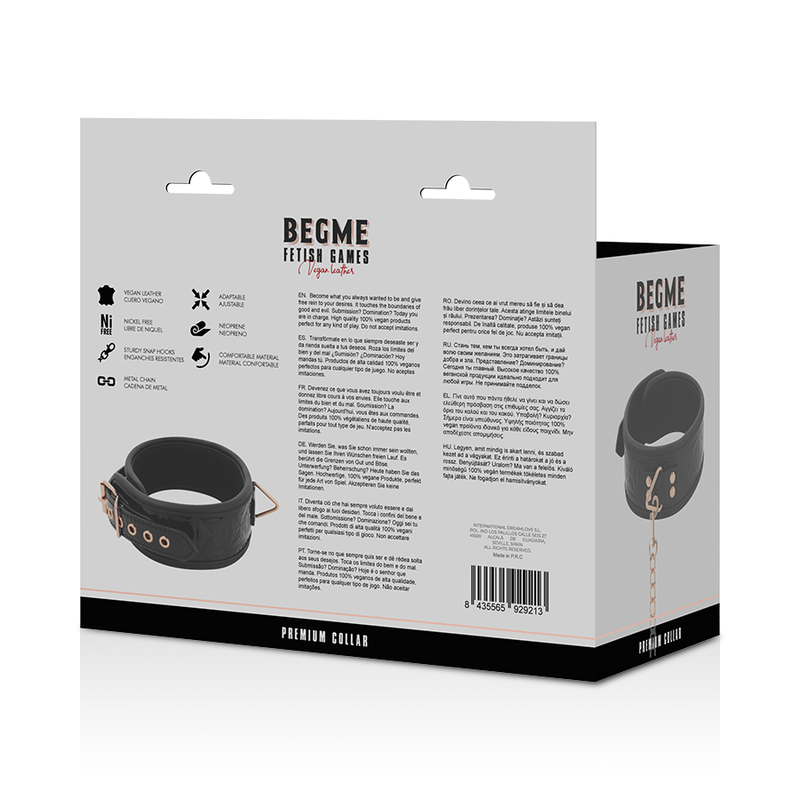 BEGME - BLACK EDITION PREMIUM HALSBAND AUS VEGANEM LEDER MIT NEOPRENFUTTER