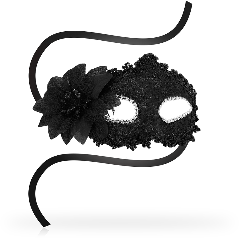 OHMAMA - ANTIZAZ-MASKEN IM VENEZIANISCHEN STIL MIT SEITENBLUMEN - SCHWARZ