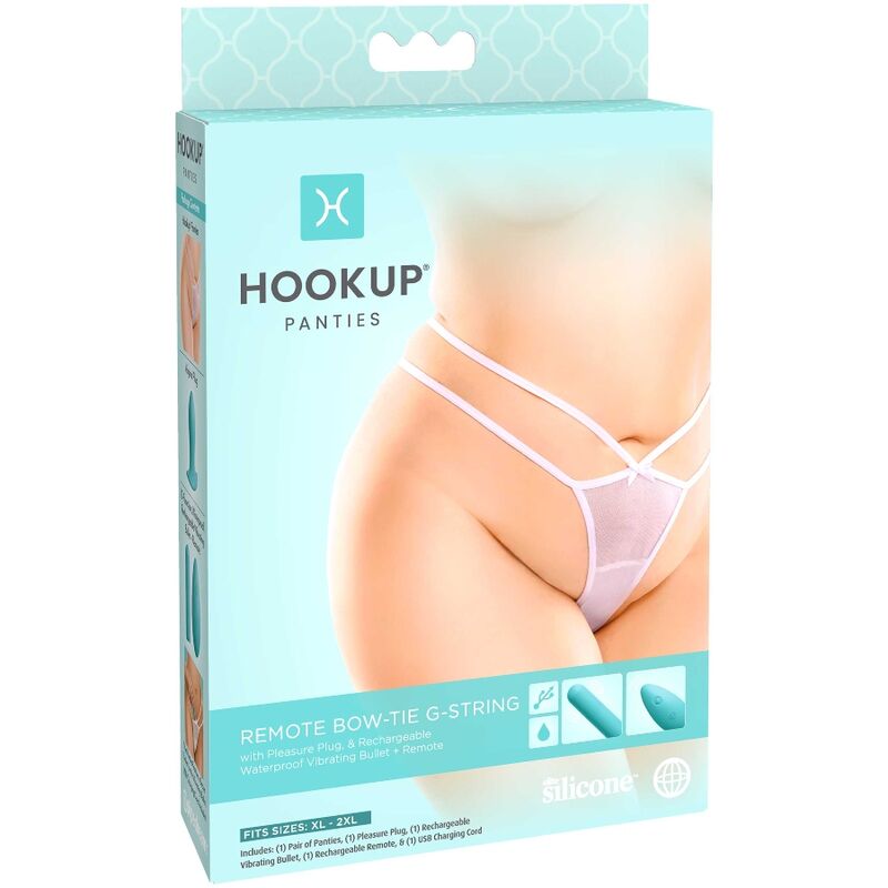 HOOK UP PANTIES - G-STRING MIT FERNSTEHENDEM FLIEGENBAND, GRÖSSE XL/XXL