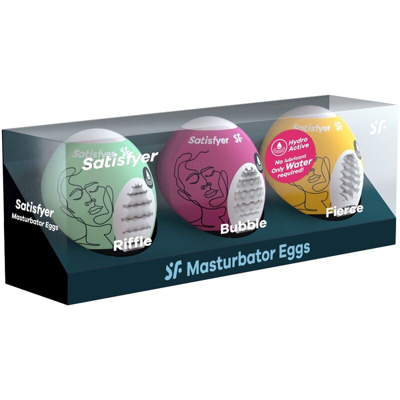SATISFYER - 3 MASTURBATOR-EIER RIFFLE, BUBBLE &amp; FIERCE