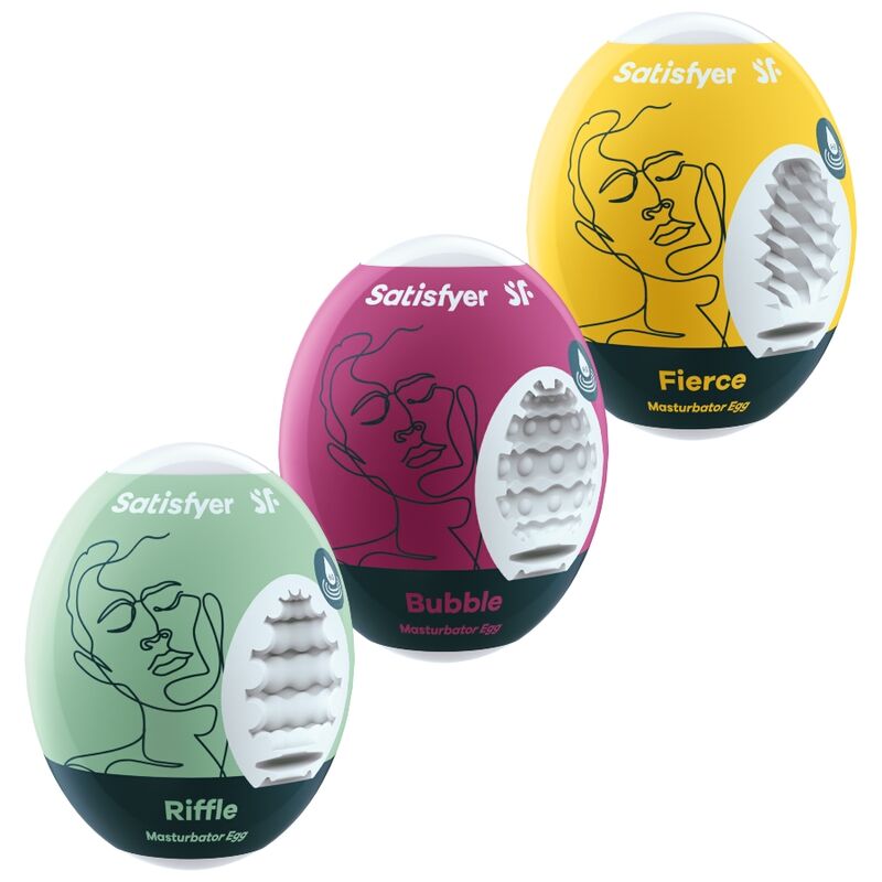 SATISFYER - 3 MASTURBATOR-EIER RIFFLE, BUBBLE &amp; FIERCE