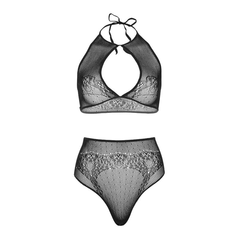 LEG AVENUE - ZWEITEILIGES SET HALTER-CROP-TOP &amp; TANGA-HÖSCHEN, EINE GRÖSSE