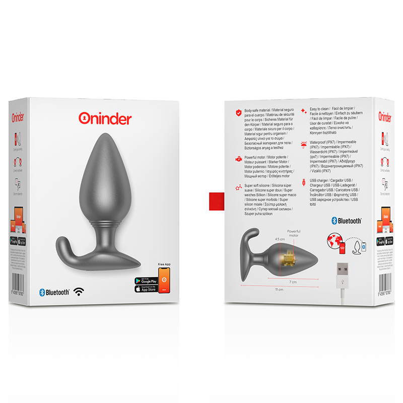 ONINDER - RIO VIBRANTE PLUG ANALE NERO - APP GRATUITA