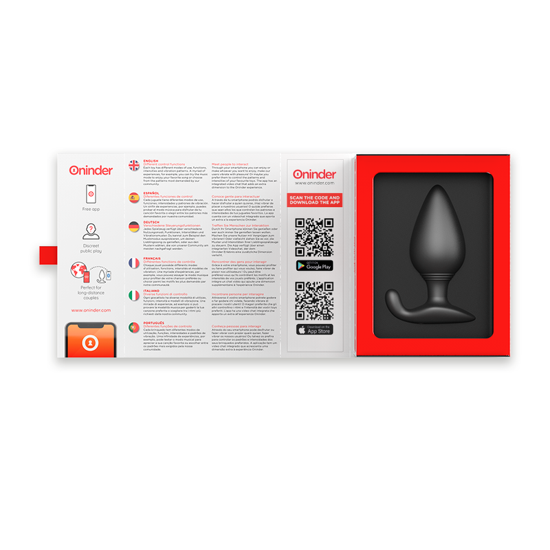 ONINDER - RIO VIBRANTE PLUG ANALE NERO - APP GRATUITA