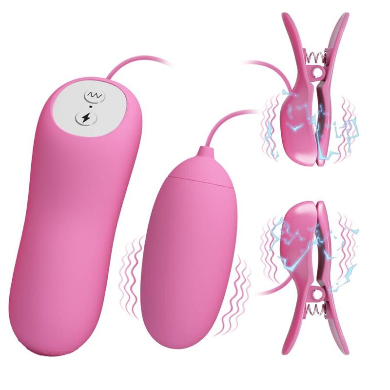 PRETTY LOVE - PINZETTE CON VIBRAZIONE ED ELETTROSHOCK ROSA
