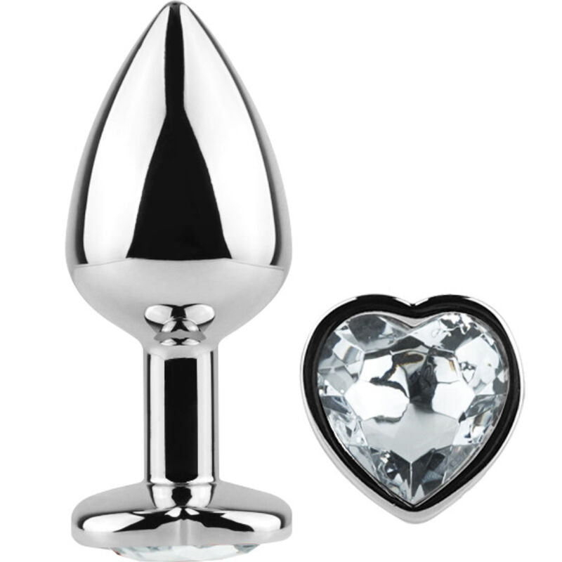 SECRETPLAY - PLUG ANALE IN METALLO CON CUORE DI CRISTALLO TRASPARENTE TAGLIA PICCOLO 7 CM