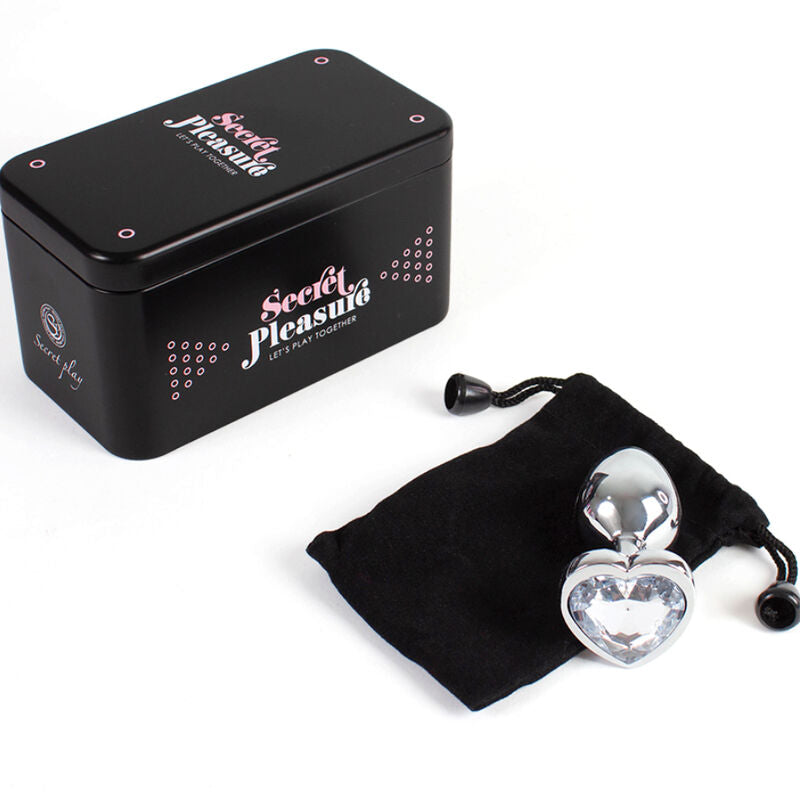 SECRETPLAY - PLUG ANALE IN METALLO CON CUORE DI CRISTALLO TRASPARENTE TAGLIA PICCOLO 7 CM