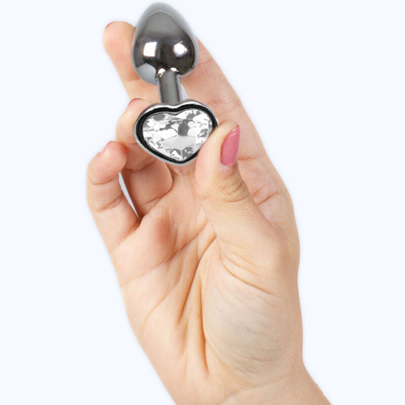 SECRETPLAY - PLUG ANALE IN METALLO CON CUORE DI CRISTALLO TRASPARENTE TAGLIA PICCOLO 7 CM