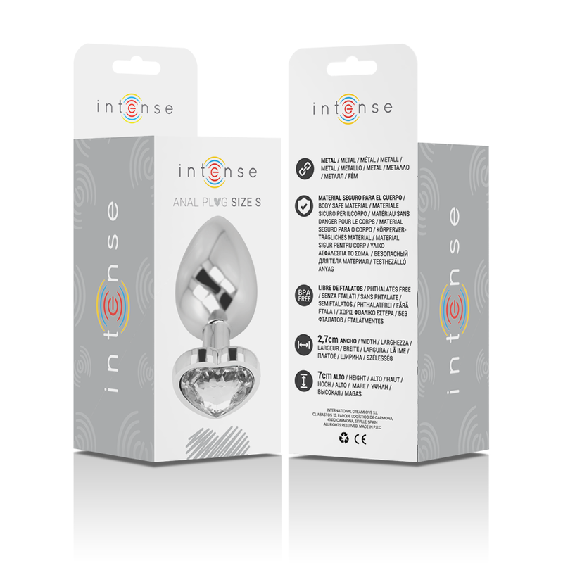 INTENSO - DIlatatore anale in metallo alluminio con cuore bianco, taglia S