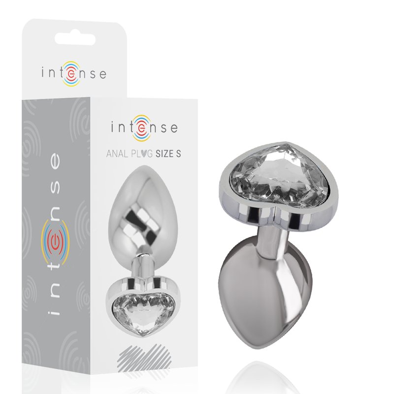 INTENSO - DIlatatore anale in metallo alluminio con cuore bianco, taglia S