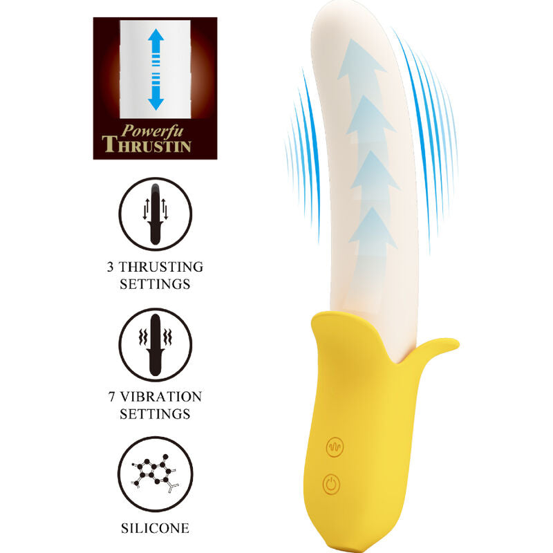 PRETTY LOVE - BANANA GEEK SUPER POWER 7 VIBRATIONEN UP&amp;DOWN SILIKON SCHWARZ