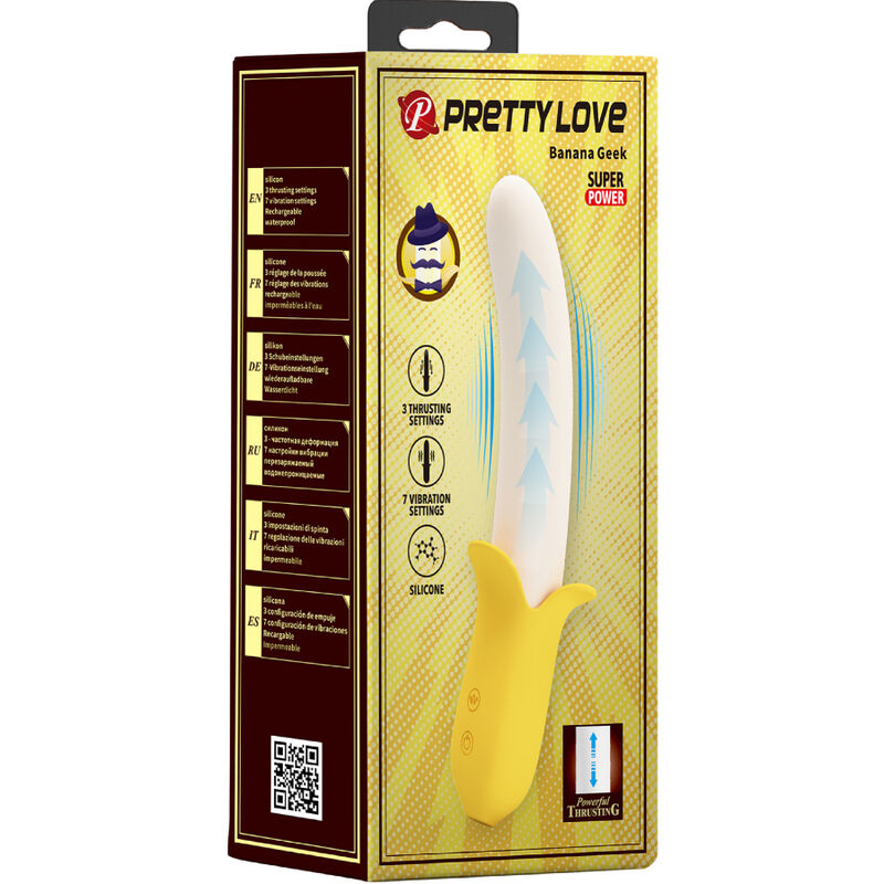 PRETTY LOVE - BANANA GEEK SUPER POWER 7 VIBRATIONEN UP&amp;DOWN SILIKON SCHWARZ