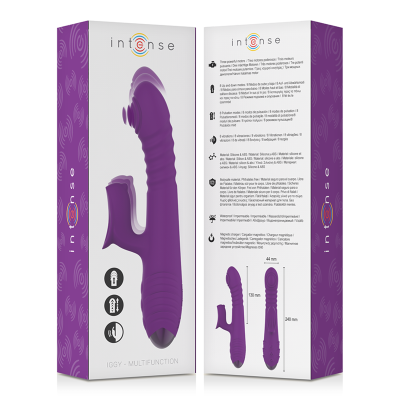 INTENSE - IGGY MULTIFUNKTIONS-WIDERAUFLADBARER VIBRATOR AUF &amp; AB MIT KLITORISTIMULATOR LILA