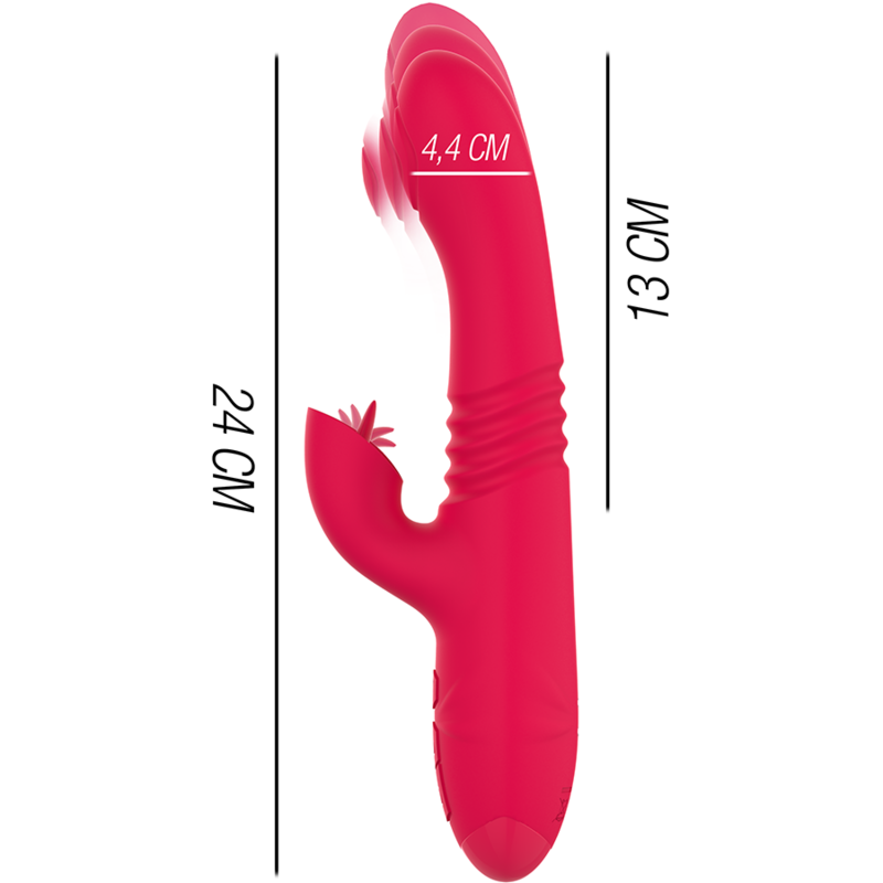 INTENSE - DUA MULTIFUNKTIONS-AUF- UND AB-VIBRATOR MIT ROTER ZUNGE