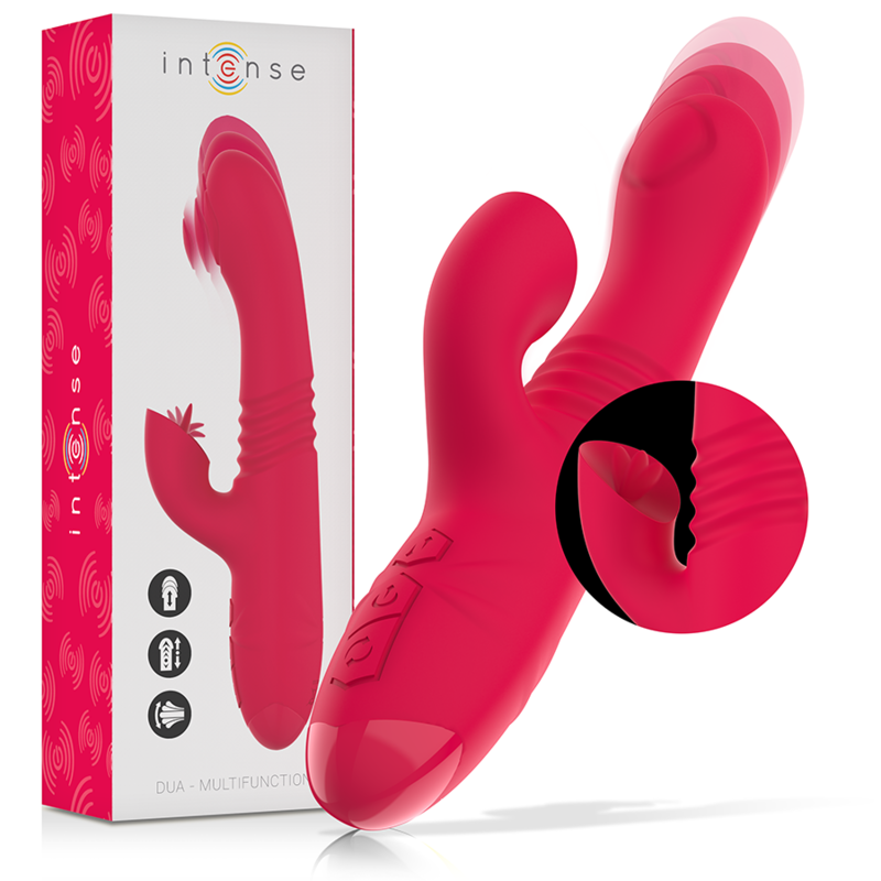 INTENSE - DUA MULTIFUNKTIONS-AUF- UND AB-VIBRATOR MIT ROTER ZUNGE