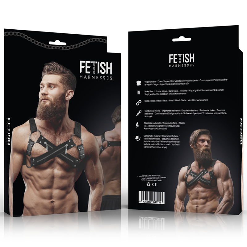 FETISCH DEVOTIVE EINSTELLUNG - VERSTELLBARER NEOPREN-BRUSTGURT MIT ÜBERKREUZUNG UND REISSVERSCHLÜSSEN FÜR MÄNNER