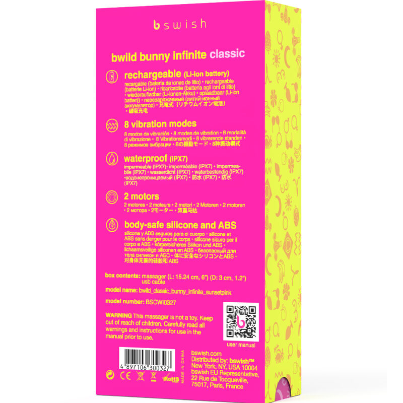 B SWISH - BWILD BUNNY INFINITE CLASSIC WIEDERAUFLADBARER VIBRATOR ROSA SILIKON