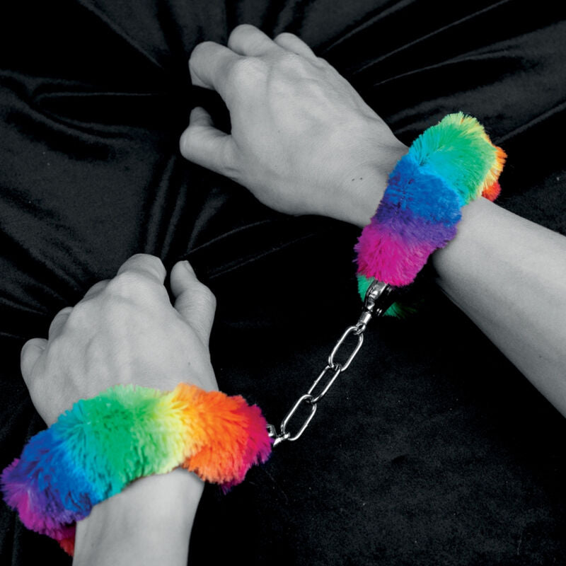 SPENCER &amp; FLEETWOOD – HANDSCHELLEN AUS METALL MIT REGENBOGENFUTTER
