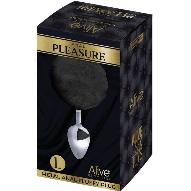 ALIVE - PLUG ANALE PER IL PIACERE IN METALLO LISCIO E SOFFICE NERO TAGLIA L