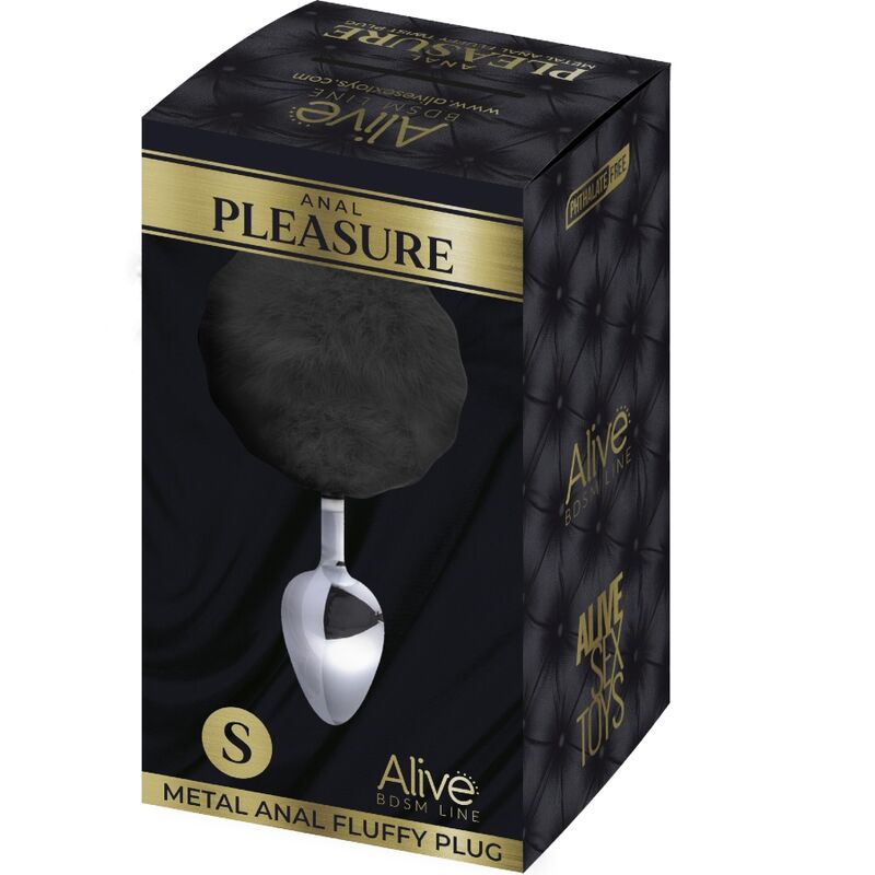 ALIVE - PLUG ANALE PER IL PIACERE IN METALLO LISCIO E SOFFICE NERO TAGLIA S
