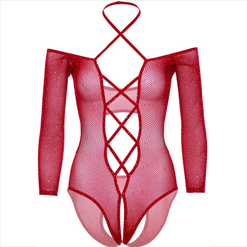 LEG AVENUE - BODY OHNE SCHRITT MIT GLÄNZENDEM ROT