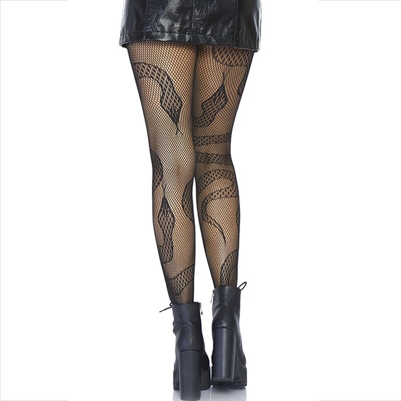 LEG AVENUE - STRÜMPFE NETZSCHLANGEN SCHWARZ