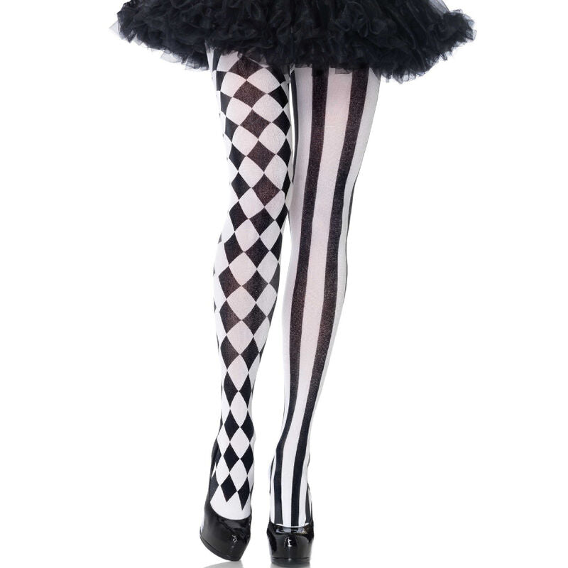 LEG AVENUE - SCHWARZ/WEISSE HARLEKIN-STRUMPFHOSEN