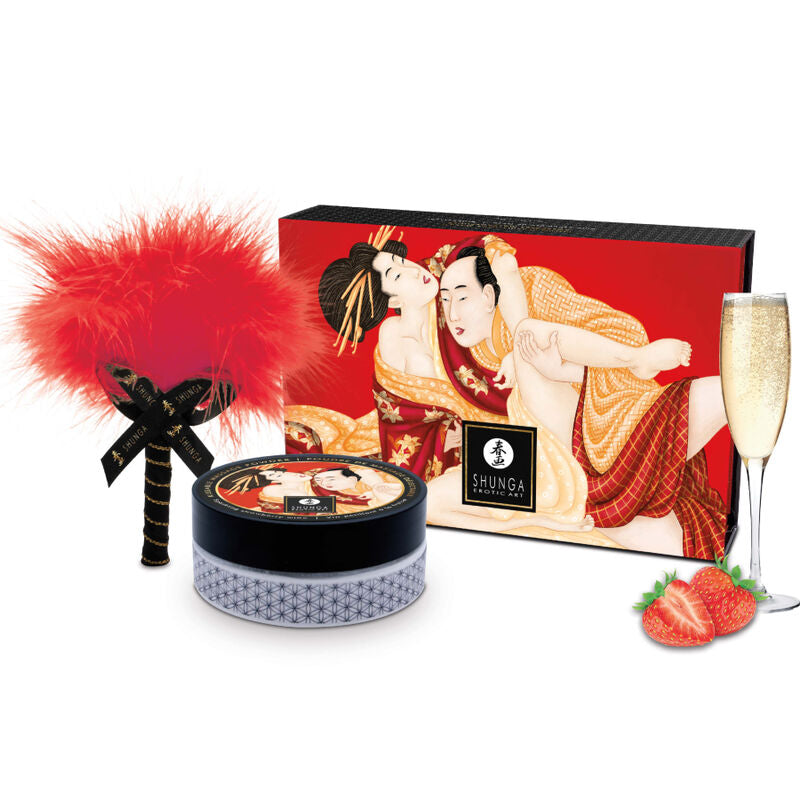 SHUNGA - KIT DI POLVERE DA MASSAGGIO COMMESTIBILI ALLA FRAGOLA