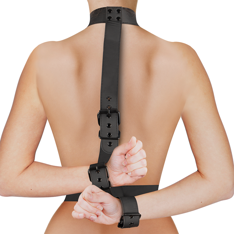 BONDAGE SOTTOMESSA FETISH - SET DI RESTRIZIONE DEL CORPO CON COLLARE E MANETTE DA POLSO