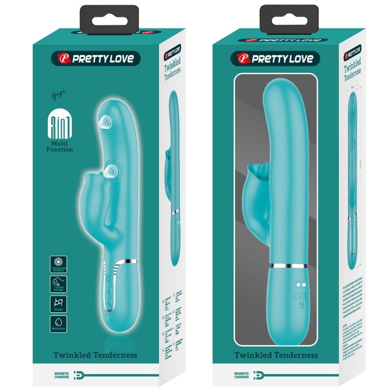 PRETTY LOVE - RABBIT VIBRATOR MIT LECKEN AQUAGRÜN