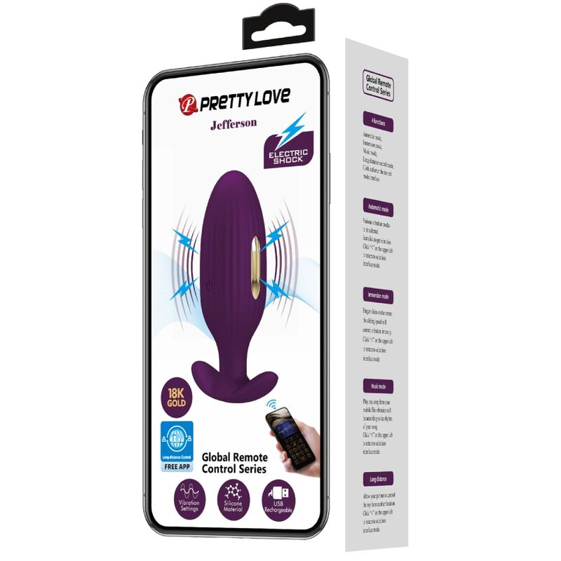 PRETTY LOVE - JEFFERSON PLUG ANALE VIOLA CONTROLLATO DA APP