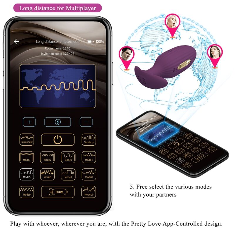 PRETTY LOVE - JEFFERSON PLUG ANALE VIOLA CONTROLLATO DA APP