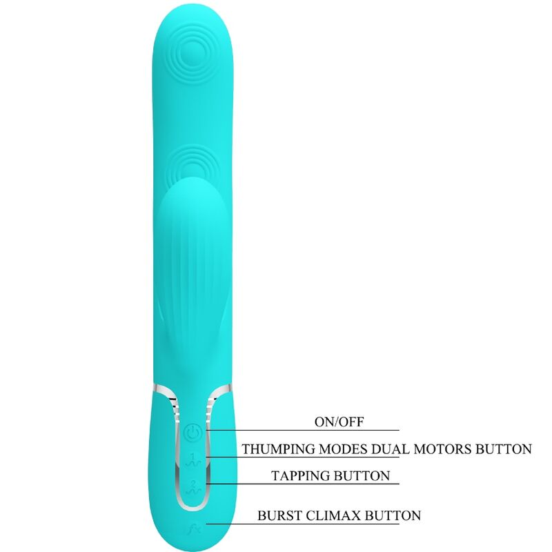 PRETTY LOVE - PERLITA VIBRATORE MULTIFUNZIONE 3 IN 1 PUNTO G VERDE ACQUA