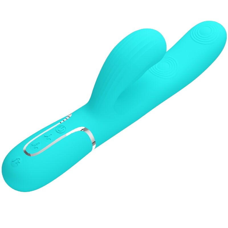 PRETTY LOVE - PERLITA VIBRATORE MULTIFUNZIONE 3 IN 1 PUNTO G VERDE ACQUA