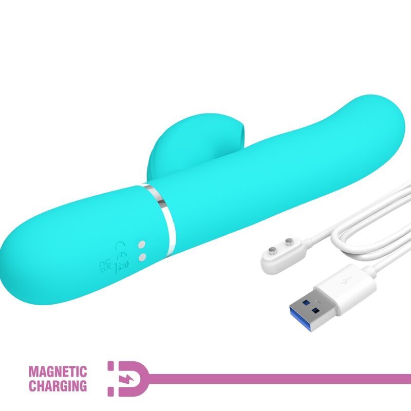 PRETTY LOVE - PERLITA VIBRATORE MULTIFUNZIONE 3 IN 1 PUNTO G VERDE ACQUA