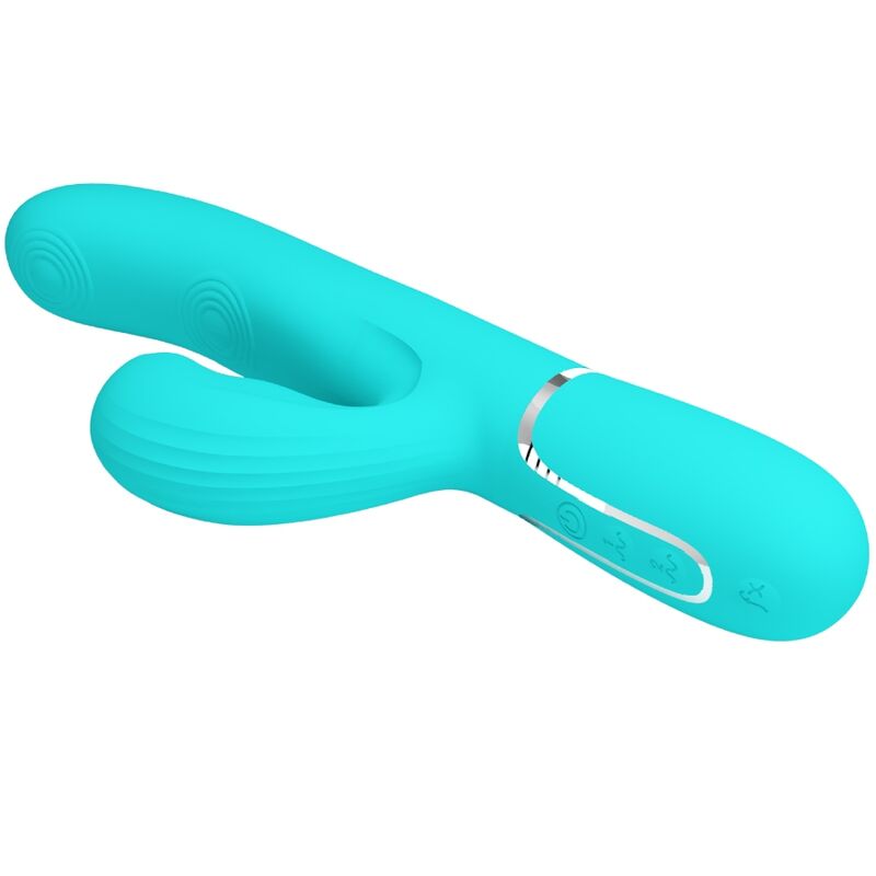 PRETTY LOVE - PERLITA VIBRATORE MULTIFUNZIONE 3 IN 1 PUNTO G VERDE ACQUA