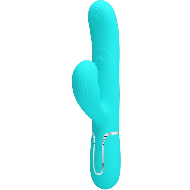 PRETTY LOVE - PERLITA VIBRATORE MULTIFUNZIONE 3 IN 1 PUNTO G VERDE ACQUA