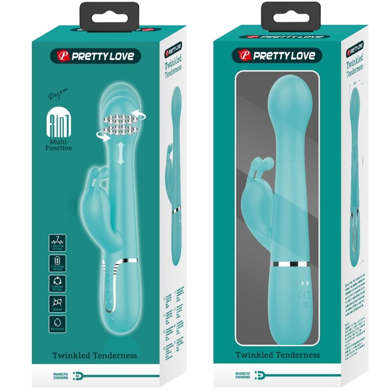 PRETTY LOVE - DEJON RABBIT VIBRATOR 3 IN 1 MULTIFUNKTION AQUA GRÜN