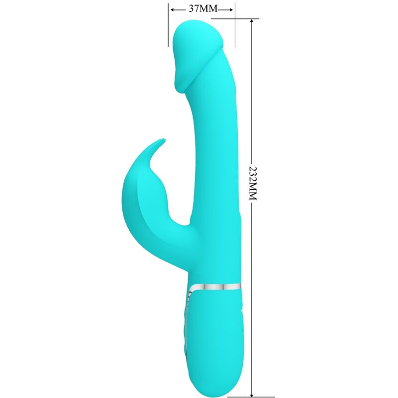 PRETTY LOVE - KAMPAS RABBIT 3 IN 1 MULTIFUNKTIONSVIBRATOR MIT ZUNGE AQUAGRÜN