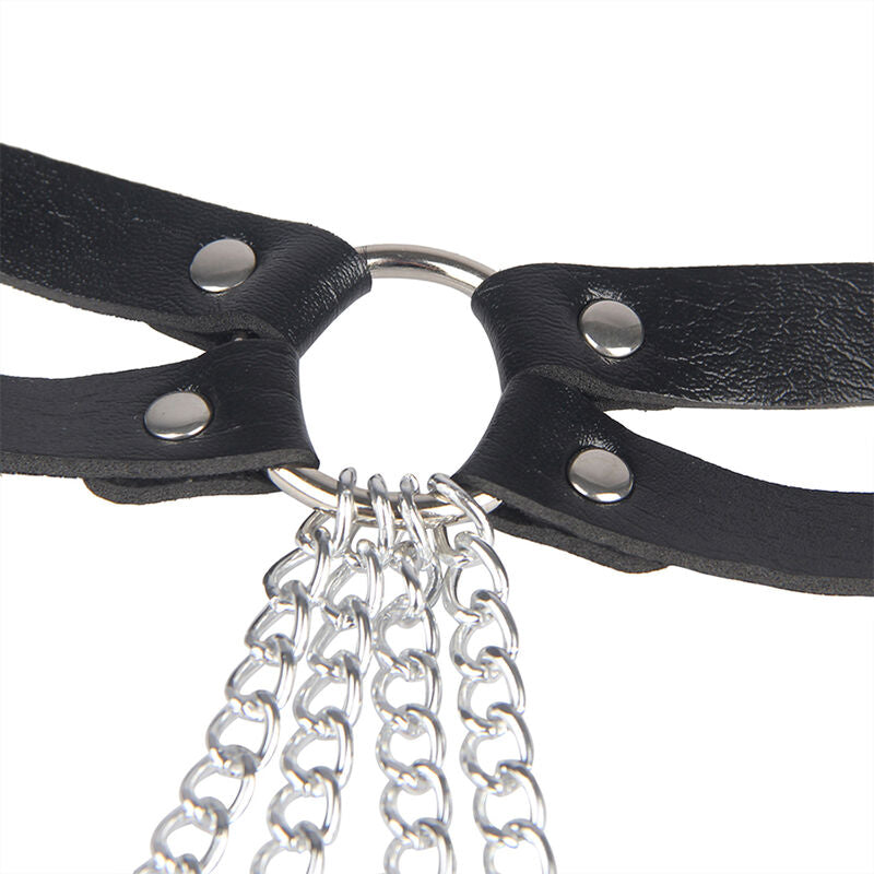 SUBBLIME – LEDER-RINGKETTENGÜRTEL SCHWARZ, EINHEITSGRÖSSE