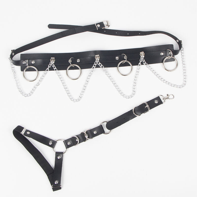 SUBBLIME - GÜRTEL UND STRUMPFHALTER MIT RINGEN UND KETTENDETAIL EINE GRÖSSE
