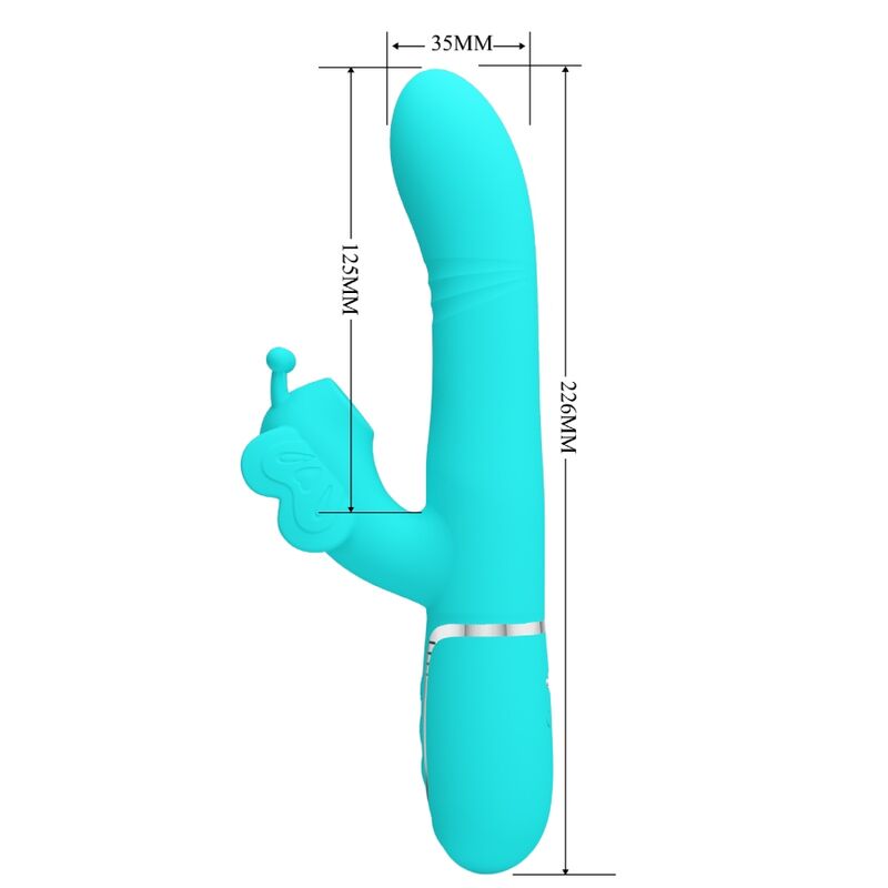 PRETTY LOVE - MULTIFUNKTIONS-RABBIT-VIBRATOR 4 IN 1 BUTTERFLY AQUA GREEN