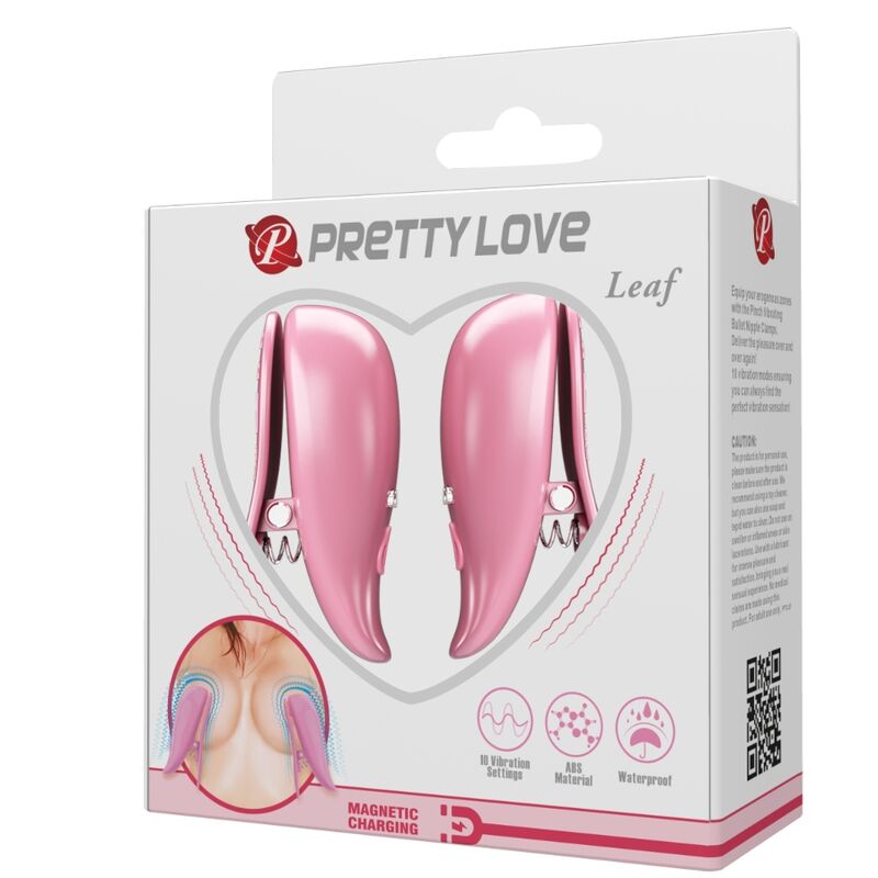 PRETTY LOVE - MORSETTI PER CAPEZZOLI VIBRANTI A FORMA DI FOGLIA ROSA
