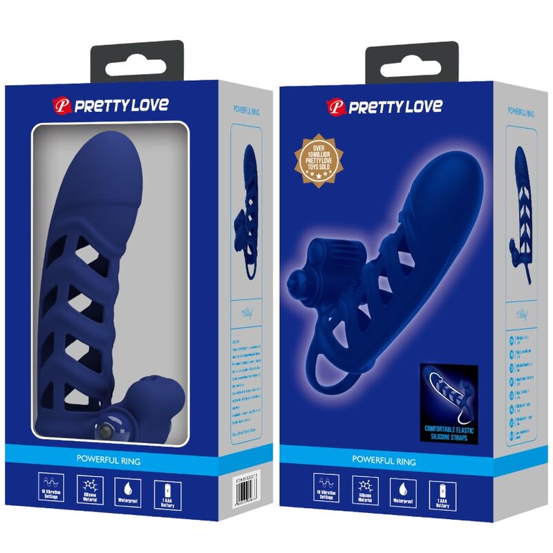 PRETTY LOVE - ANELLO VIBRATORE ALTAF CON GUAINA IN SILICONE BLU