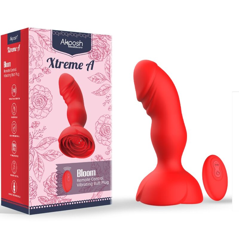 ARMONY - EXTREME A BLOOM ROSE VIBRATOR &amp; ANAL PLUG FERNBEDIENUNG ROT