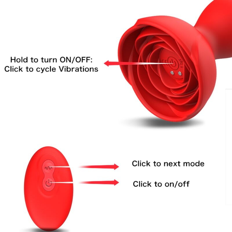 ARMONY - EXTREME A BLOOM ROSE VIBRATOR &amp; ANAL PLUG FERNBEDIENUNG ROT
