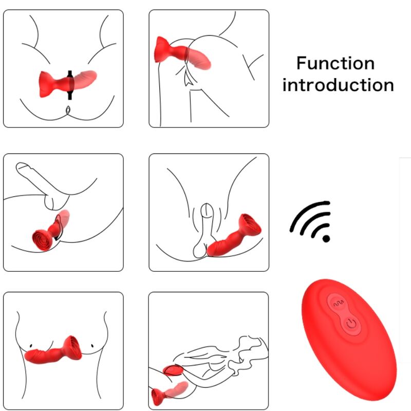 ARMONY - EXTREME A BLOOM ROSE VIBRATOR &amp; ANAL PLUG FERNBEDIENUNG ROT