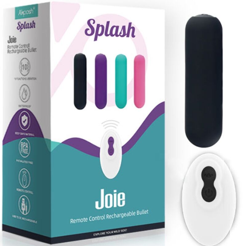 ARMONY - SPLASH JOIE VIBRATORE BULLET SILICONE TELECOMANDO 10 VIBRAZIONI 75 X 19 CM NERO